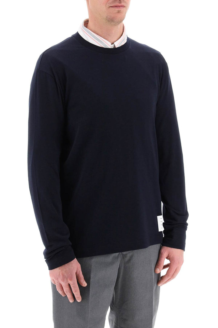 Wool Jersey 4 Bar Long Sleeve T Shirt - Thom Browne - Men