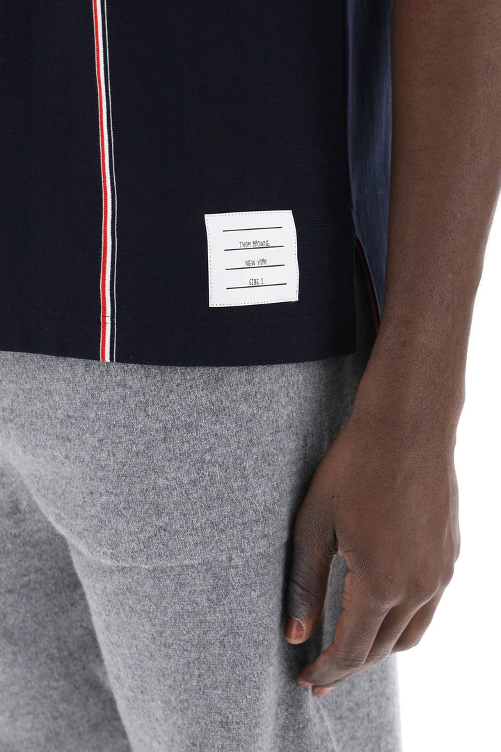 Crewneck T Shirt With Tricolor Intarsia - Thom Browne - Men