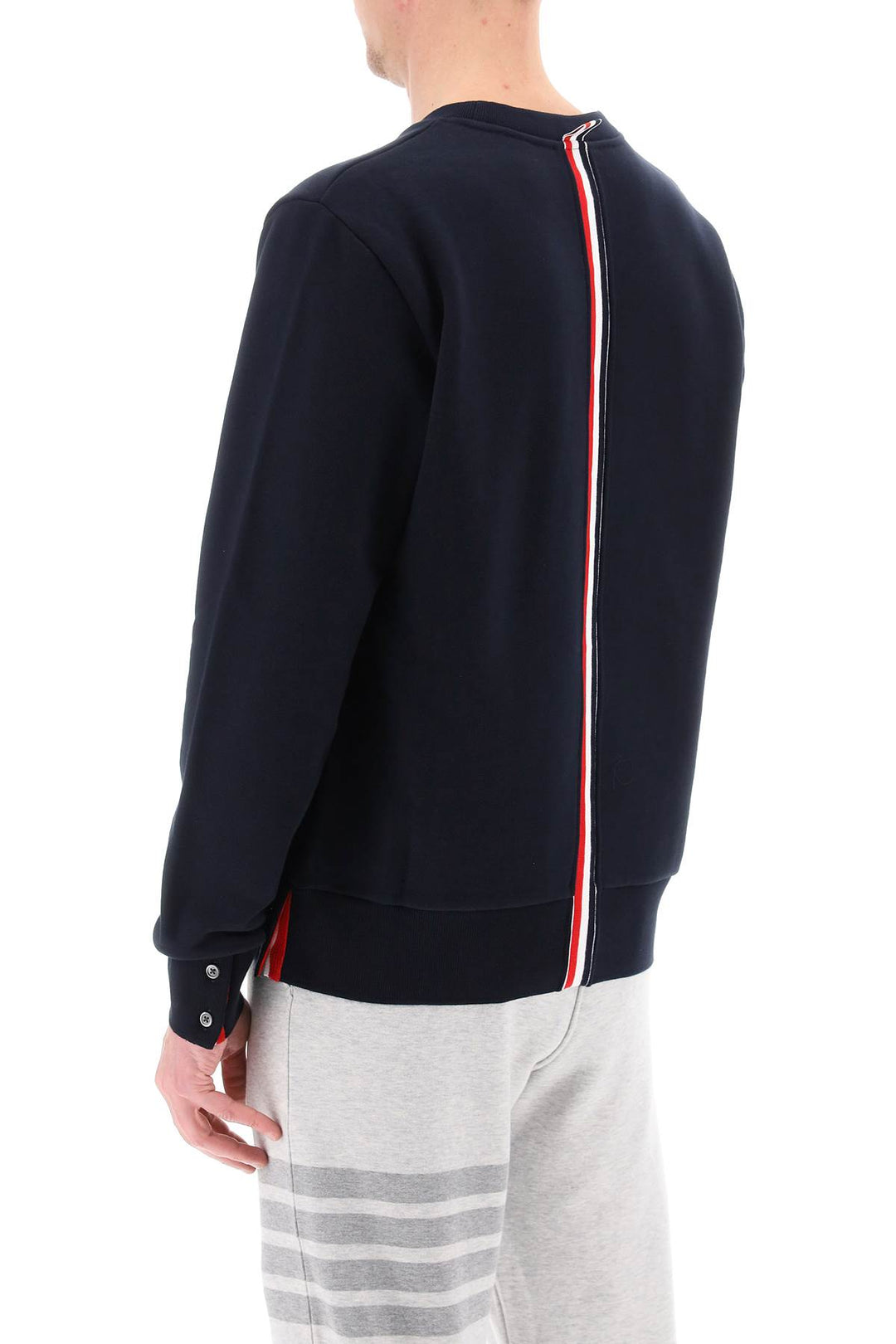 Sweatshirt With Back Tricolor Intarsia - Thom Browne - Men