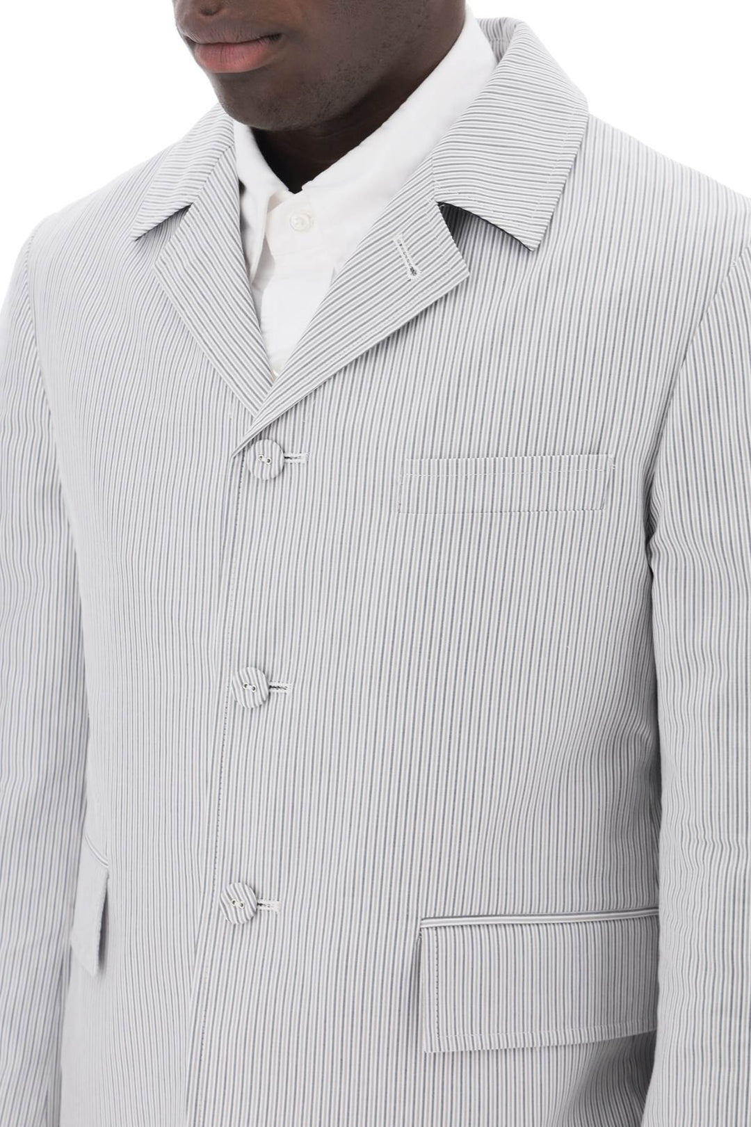 Striped Deconstructed Jacket - Thom Browne - Men