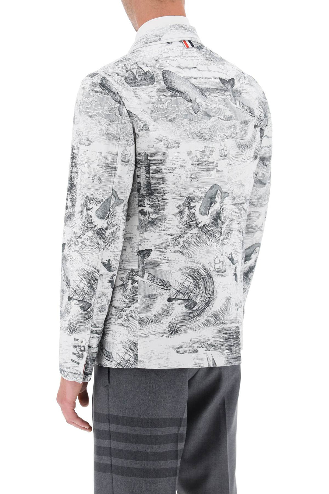 Deconstructed Single Breasted Jacket With Nautical Toile Motif - Thom Browne - Men