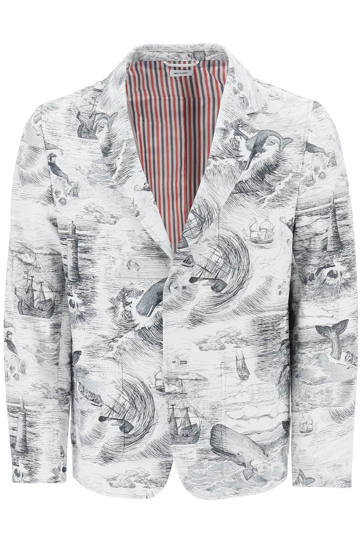 Deconstructed Single Breasted Jacket With Nautical Toile Motif - Thom Browne - Men