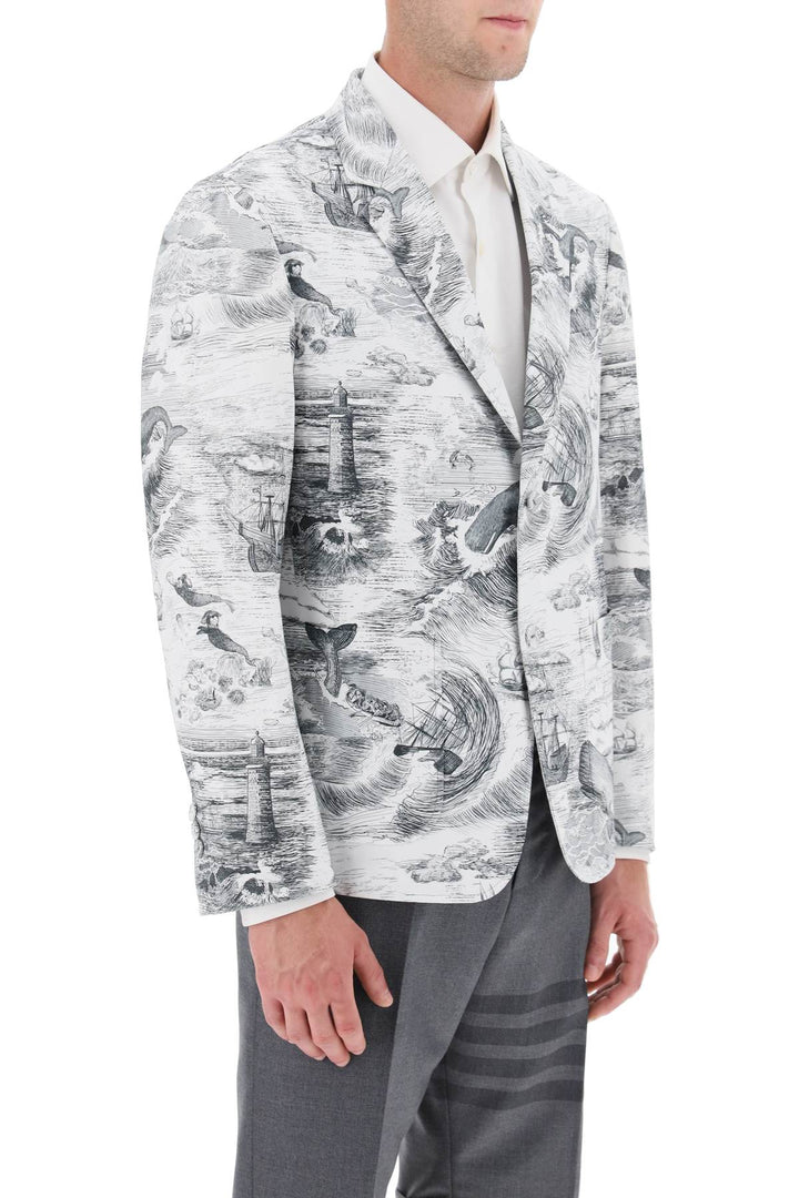 Deconstructed Single Breasted Jacket With Nautical Toile Motif - Thom Browne - Men