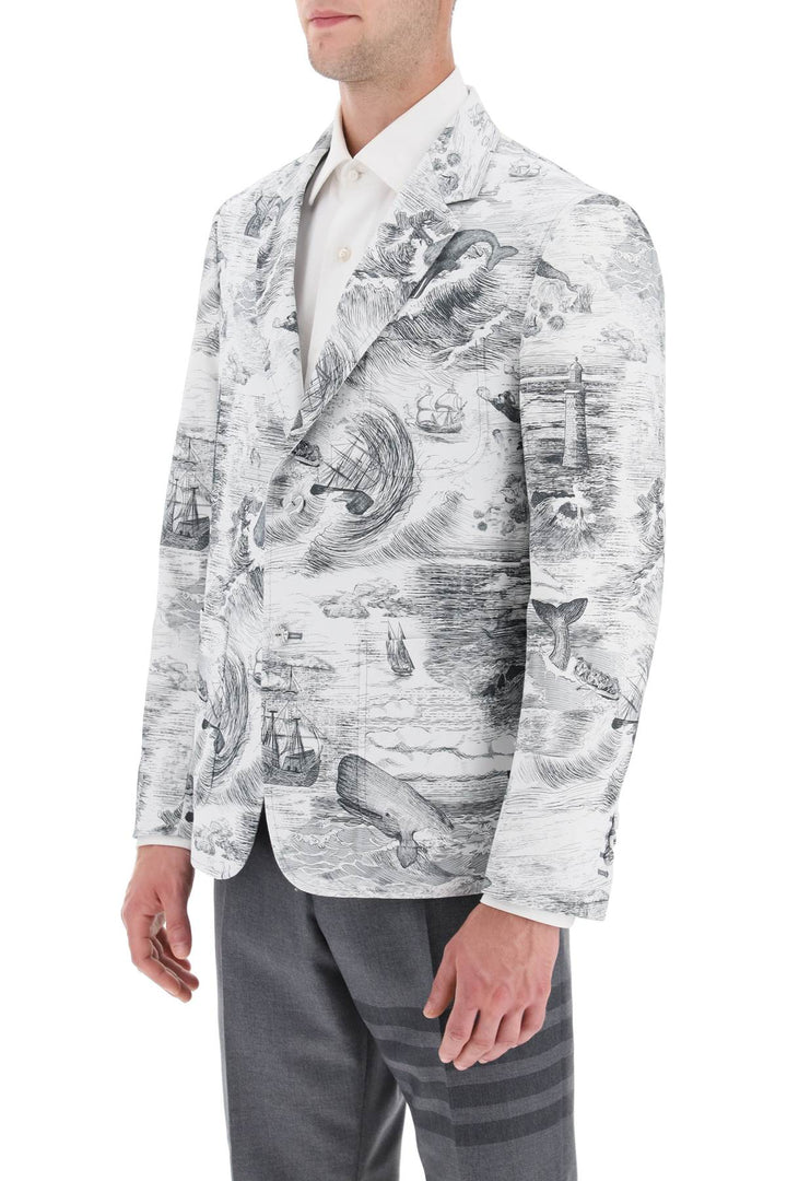 Deconstructed Single Breasted Jacket With Nautical Toile Motif - Thom Browne - Men