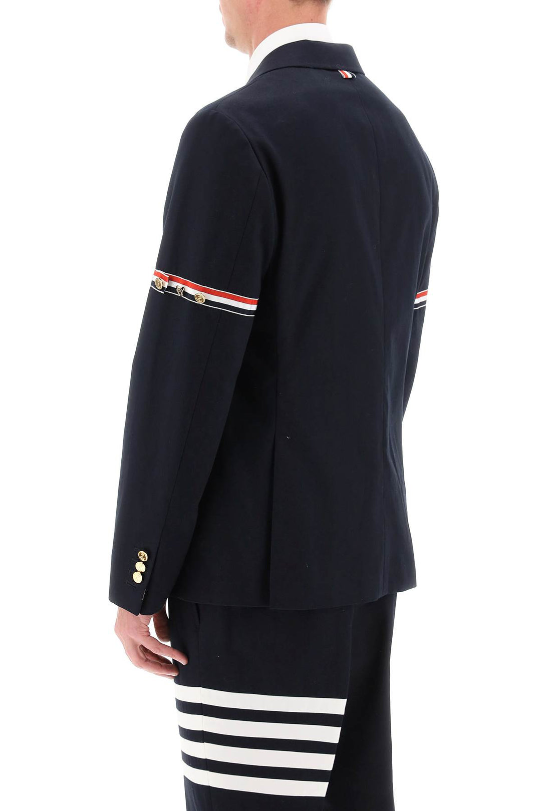 Deconstructed Jacket With Tricolor Bands - Thom Browne - Men