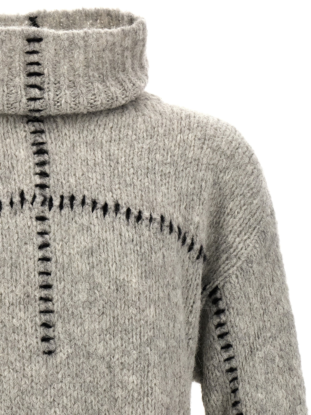 Contrast Embroidery Sweater Sweater, Cardigans Gray