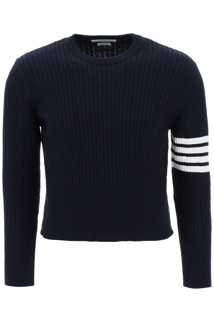 Crew Neck Sweater With 4 Bar Motif - Thom Browne - Men