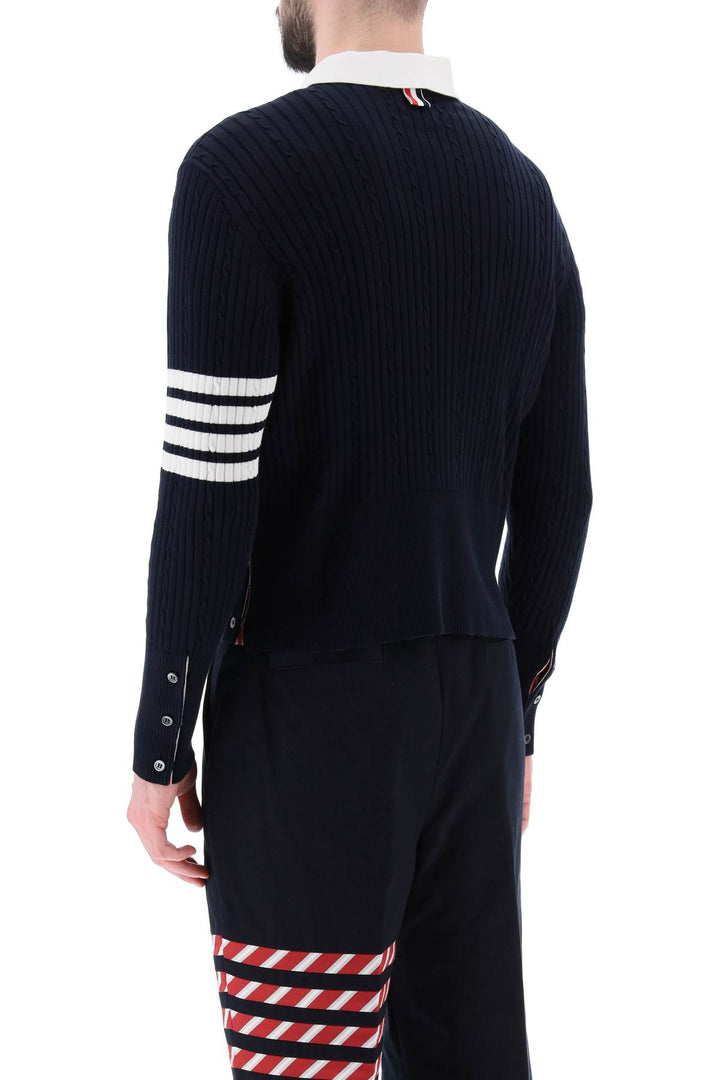 Crew Neck Sweater With 4 Bar Motif - Thom Browne - Men