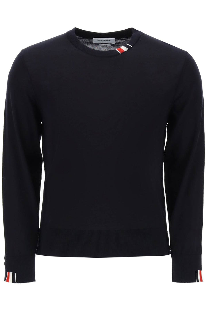 Fine Merino Wool Sweater With Rwb Detail - Thom Browne - Men