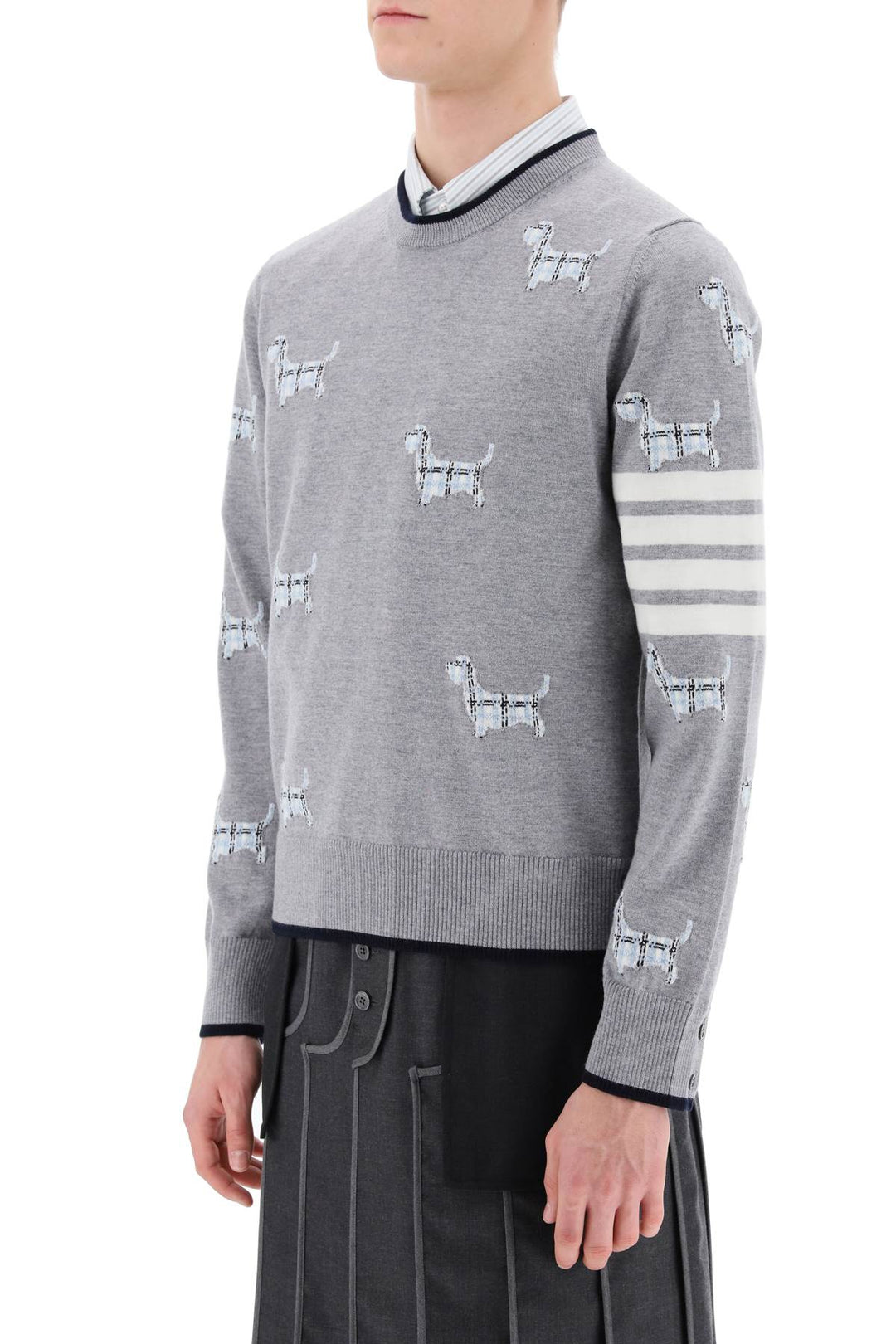 4 Bar Sweater With Hector Pattern - Thom Browne - Men