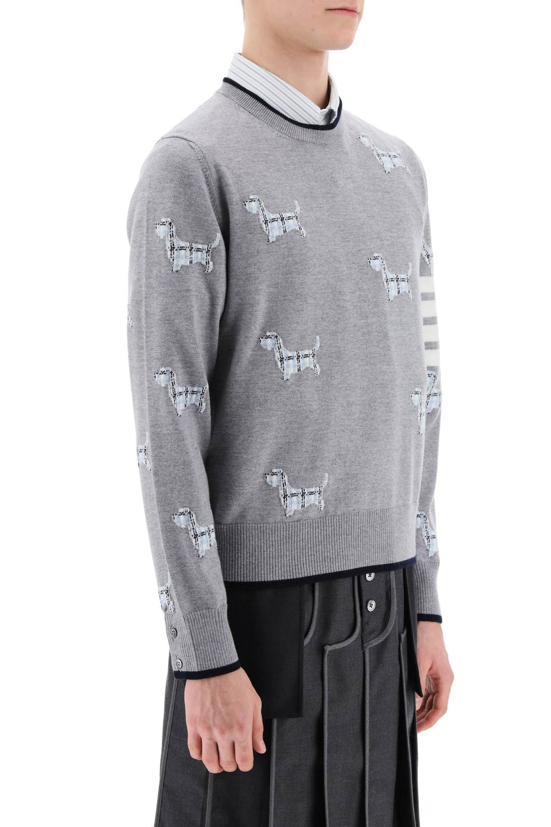 4 Bar Sweater With Hector Pattern - Thom Browne - Men