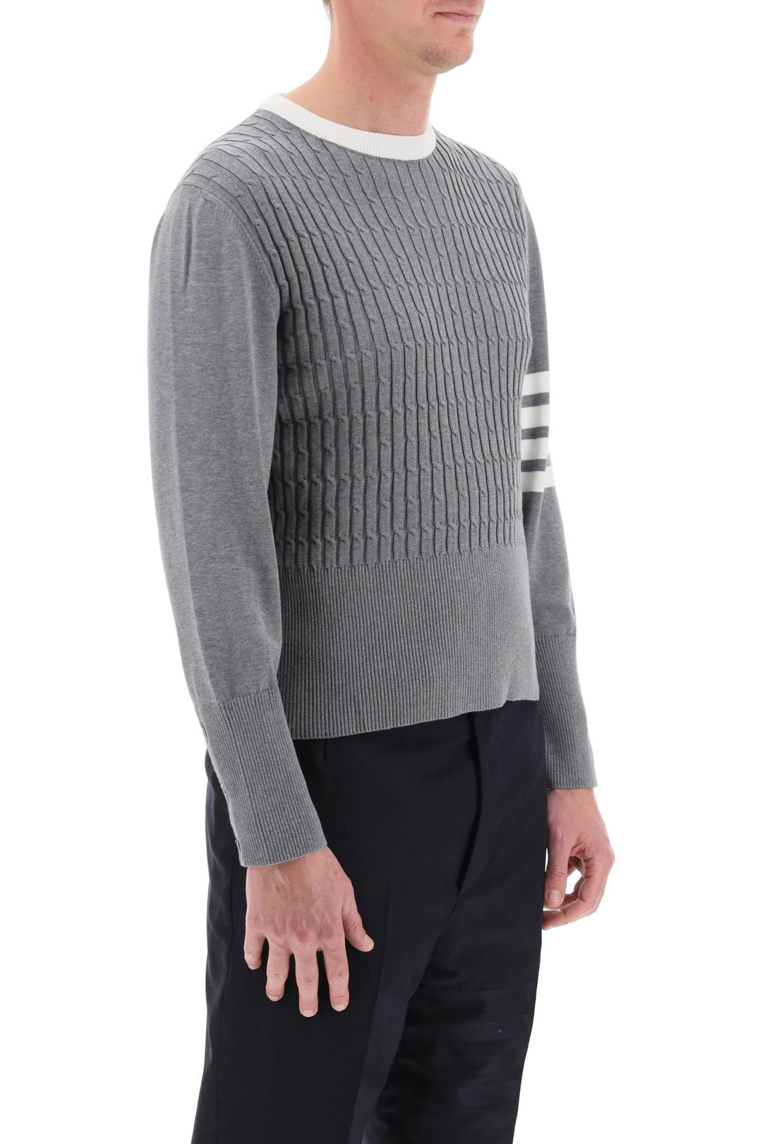 Placed Baby Cable 4 Bar Cotton Sweater - Thom Browne - Men