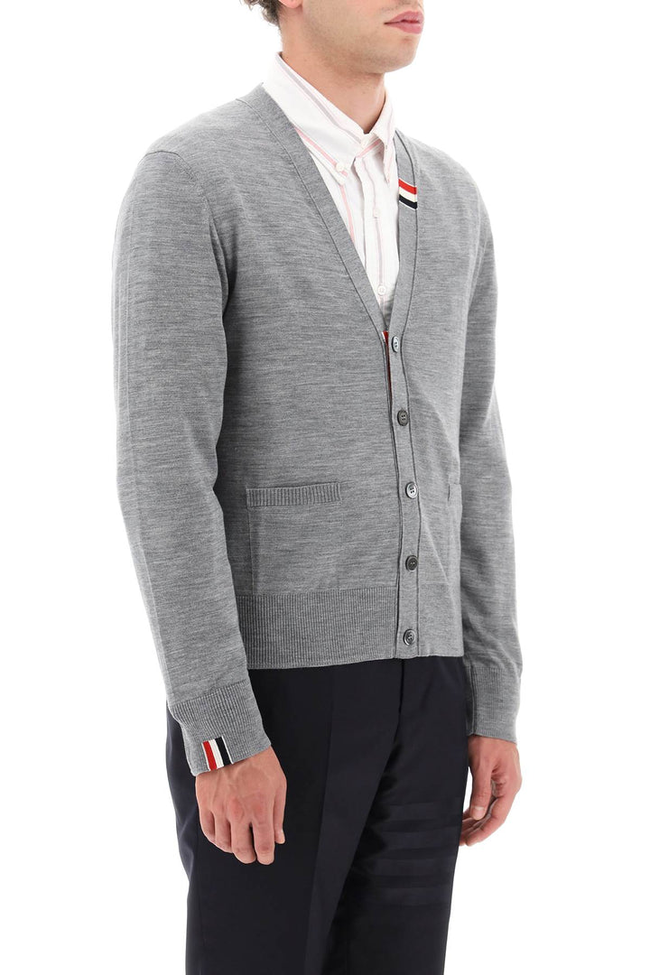 Merino Wool V Neck Cardigan - Thom Browne - Men