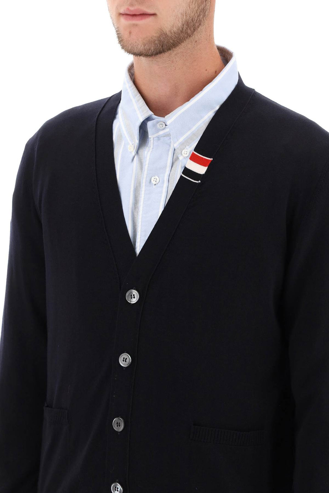 Cardigan With Tricolor Details - Thom Browne - Men