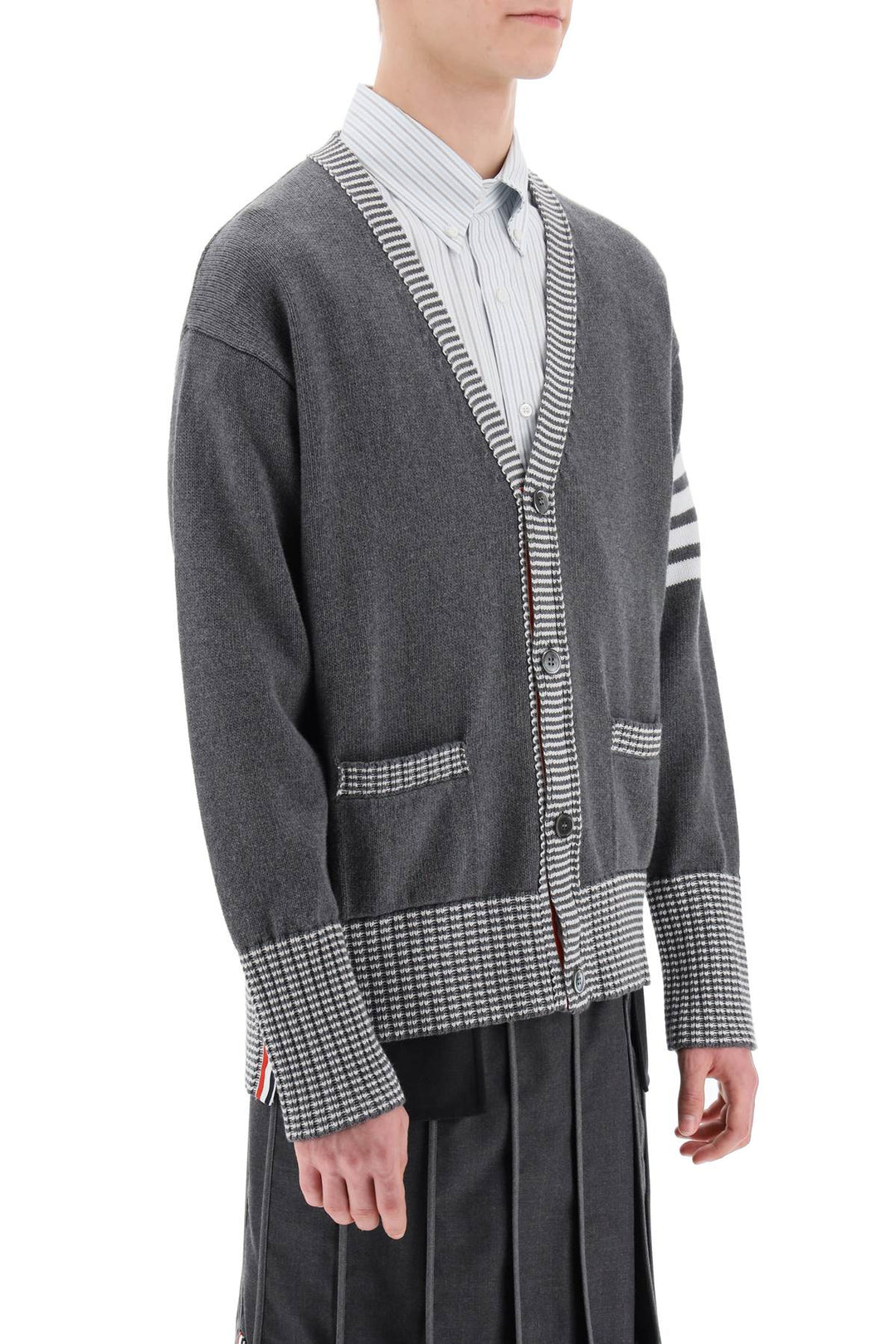 Cotton Cardigan With Hector Intarsia - Thom Browne - Men