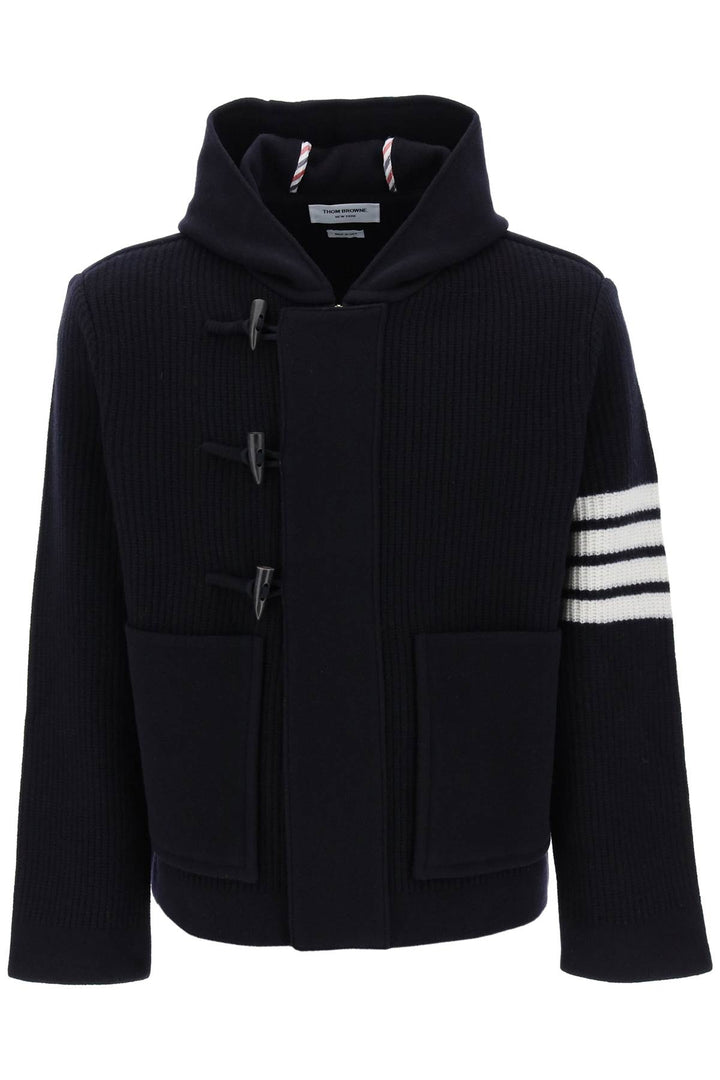 Boiled Wool Hooded 4 Bar Cardigan - Thom Browne - Men