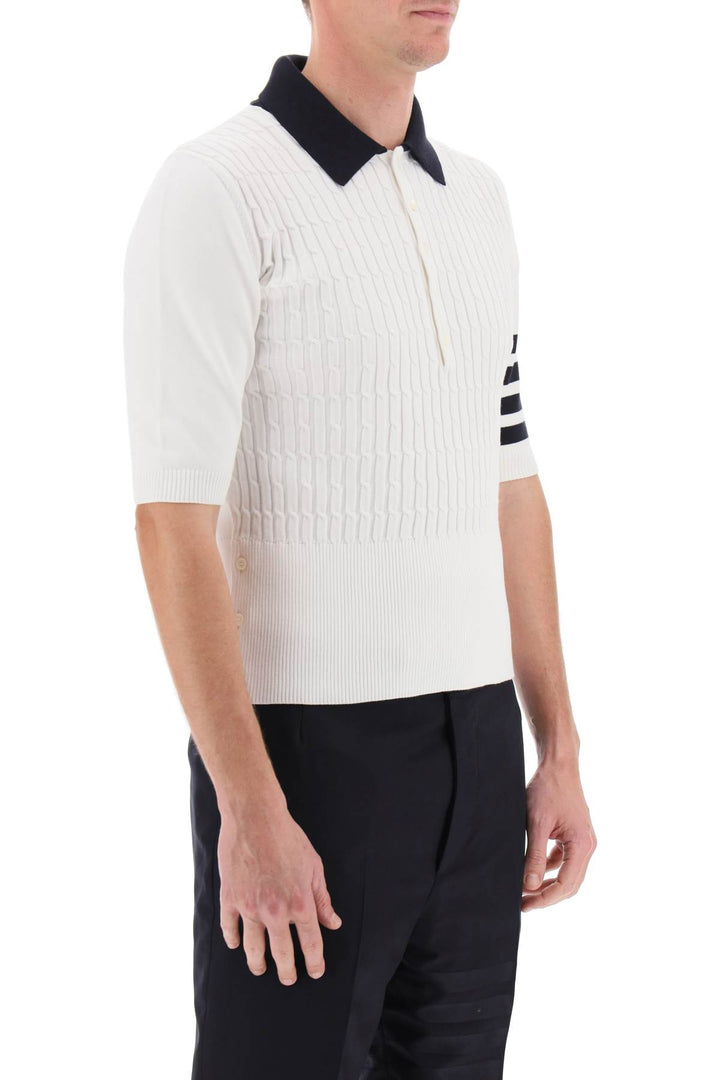 Placed Baby Cable 4 Bar Cotton Polo Sweater - Thom Browne - Men