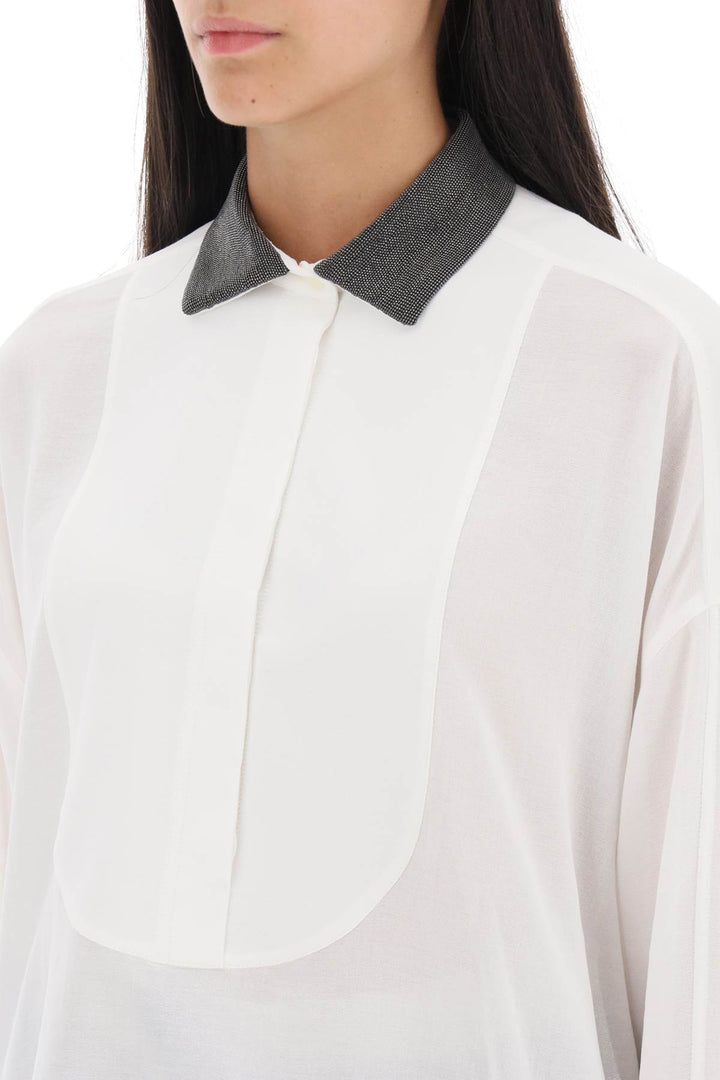 Shirt With Shiny Collar - Brunello Cucinelli - Women