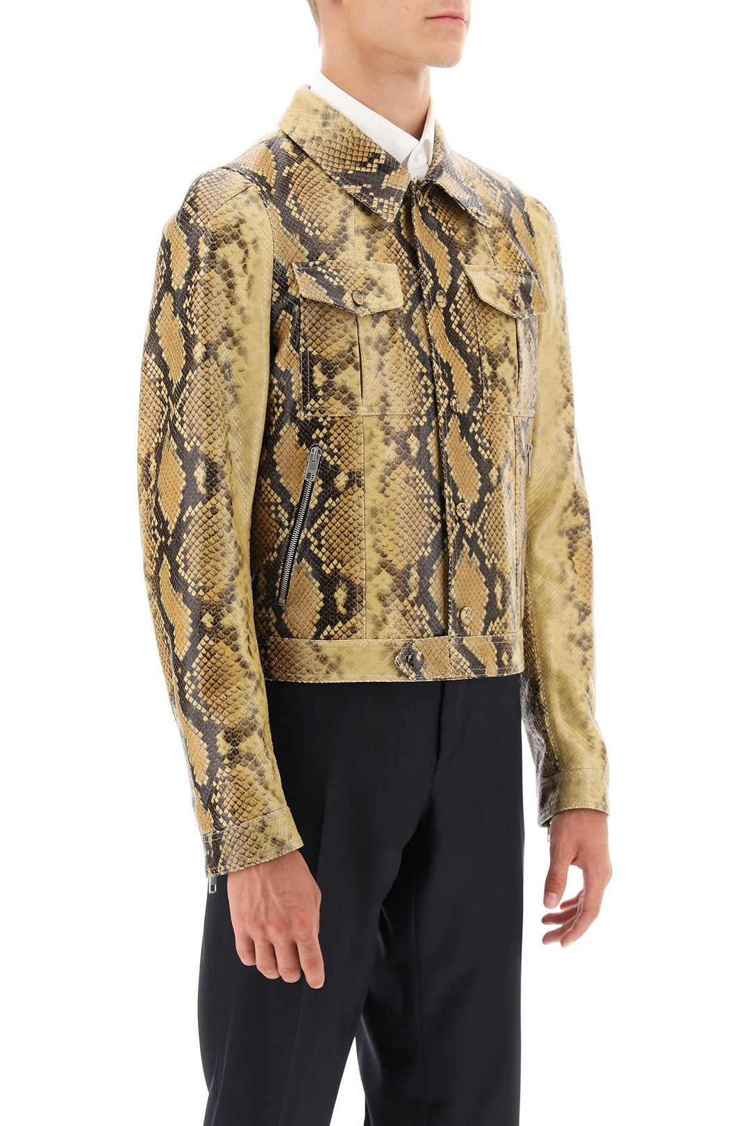 Python Print Leather Jacket - Bally - Men