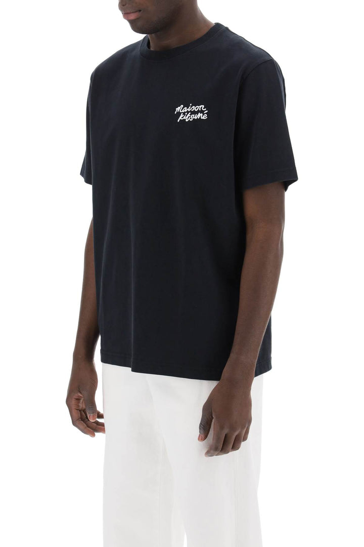 T Shirt With Logo Lettering - Maison Kitsune - Men