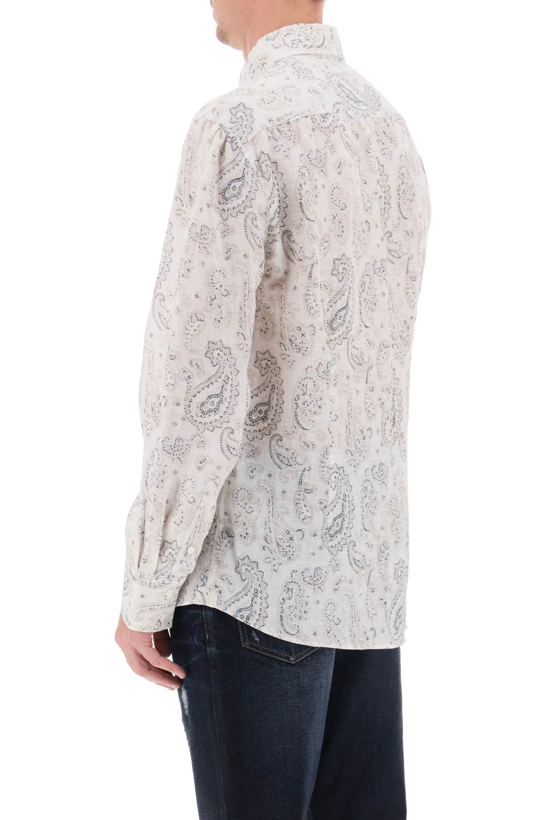 Linen Shirt With Paisley Pattern - Brunello Cucinelli - Men