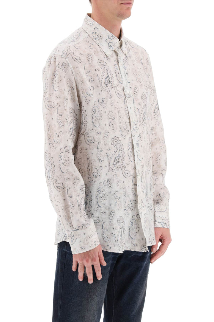 Linen Shirt With Paisley Pattern - Brunello Cucinelli - Men