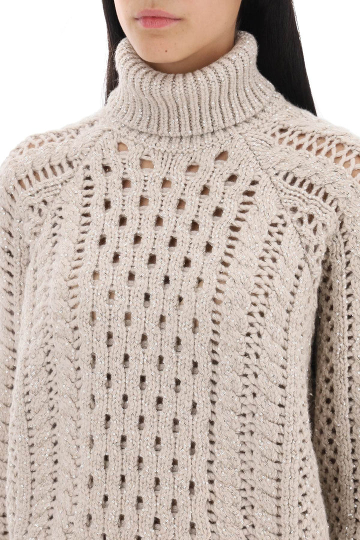 Dazzling Irish Cables Cropped Sweater - Brunello Cucinelli - Women