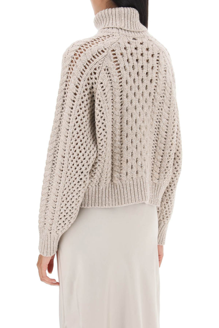 Dazzling Irish Cables Cropped Sweater - Brunello Cucinelli - Women