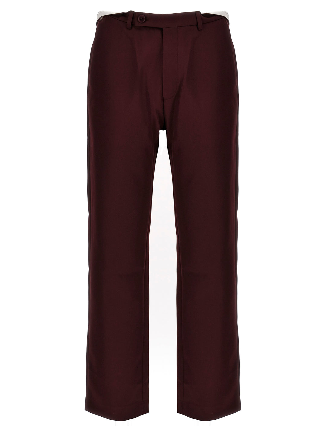 Rolled Waistband Tailored Pants Bordeaux