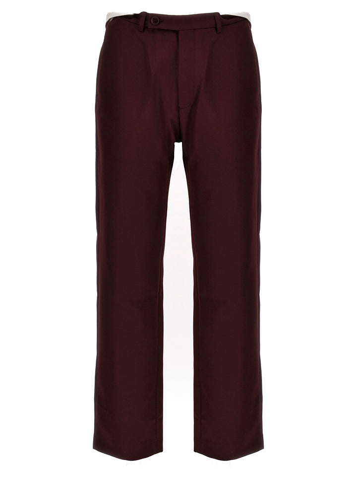 Rolled Waistband Tailored Pants Bordeaux