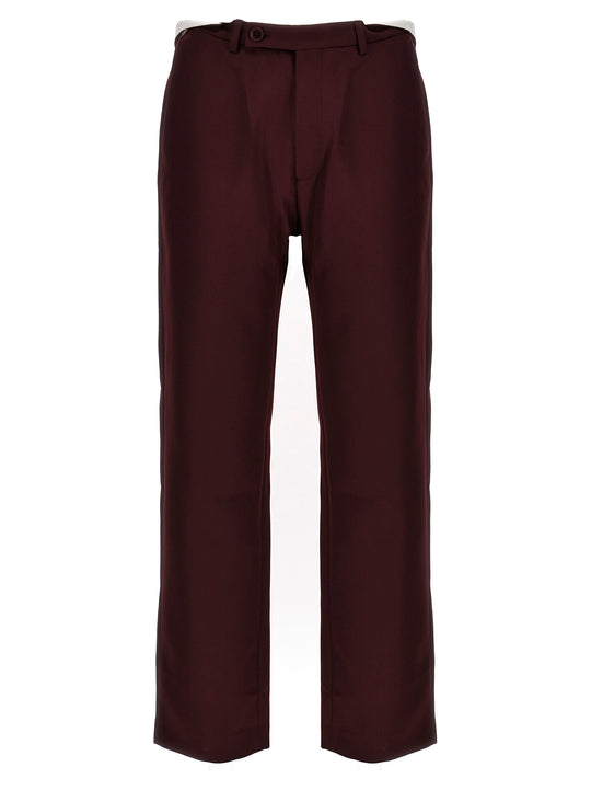 Rolled Waistband Tailored Pants Bordeaux