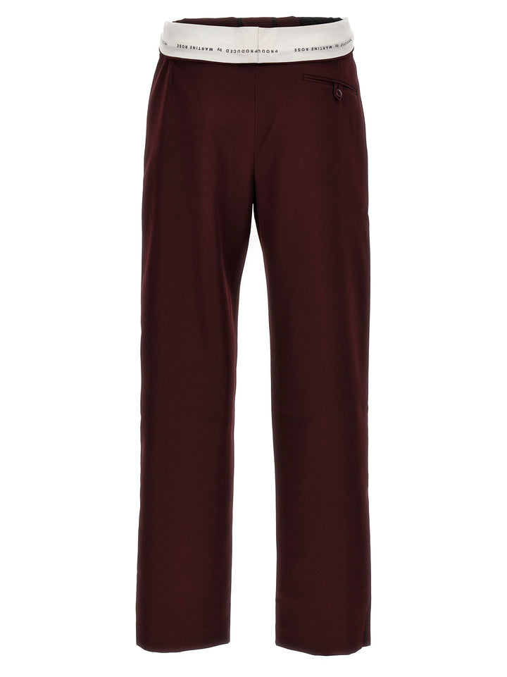 Rolled Waistband Tailored Pants Bordeaux