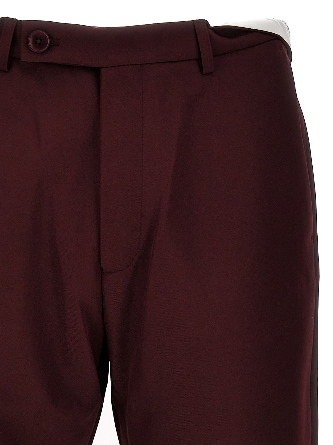 Rolled Waistband Tailored Pants Bordeaux