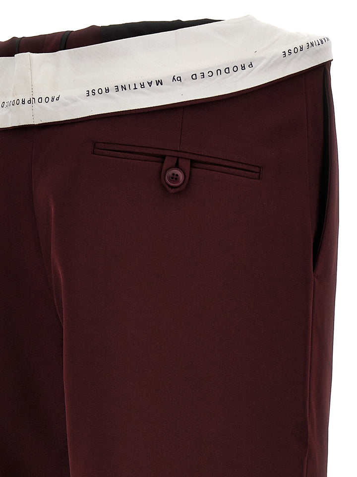 Rolled Waistband Tailored Pants Bordeaux