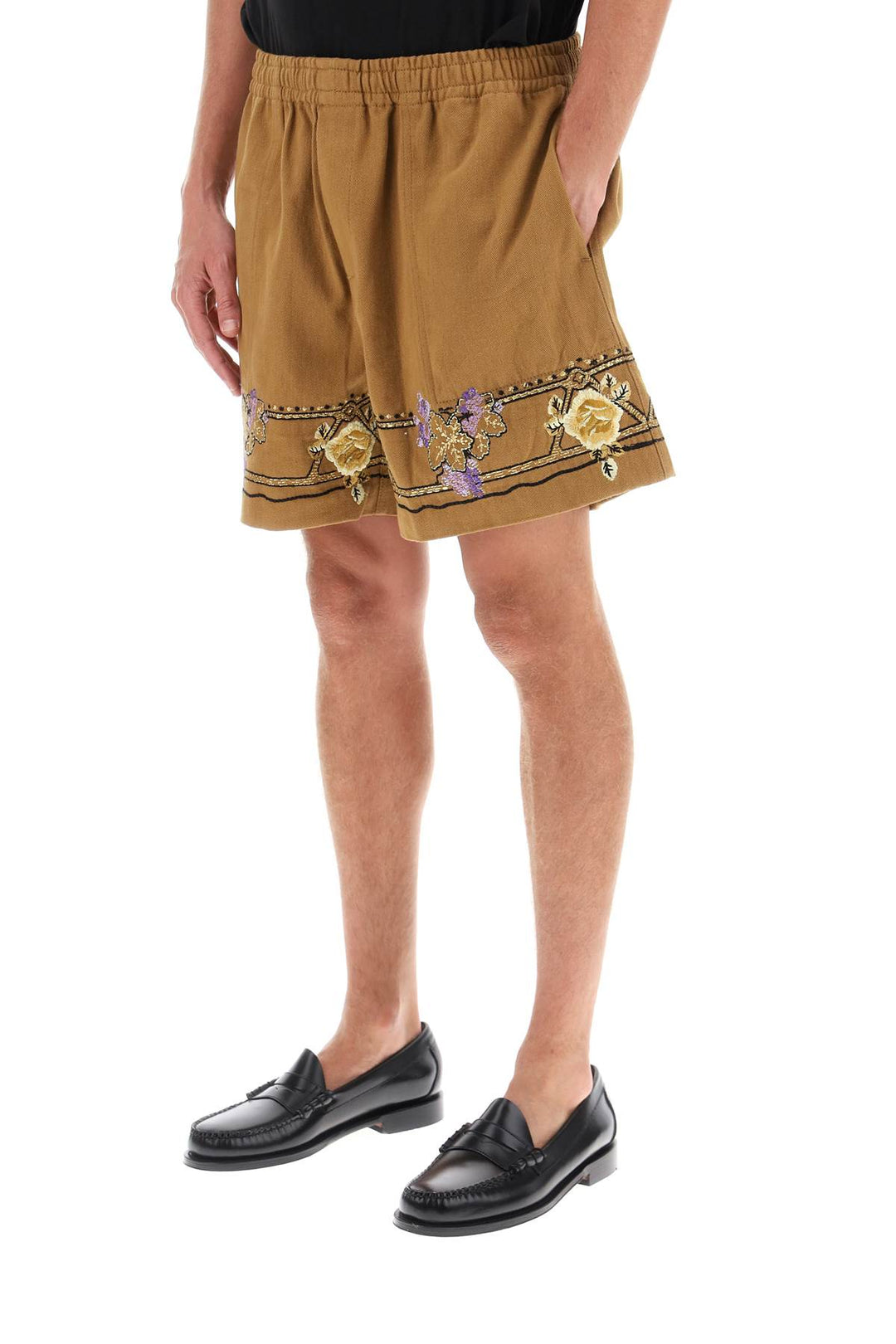 Autumn Royal Shorts With Floral Embroideries - Bode - Men