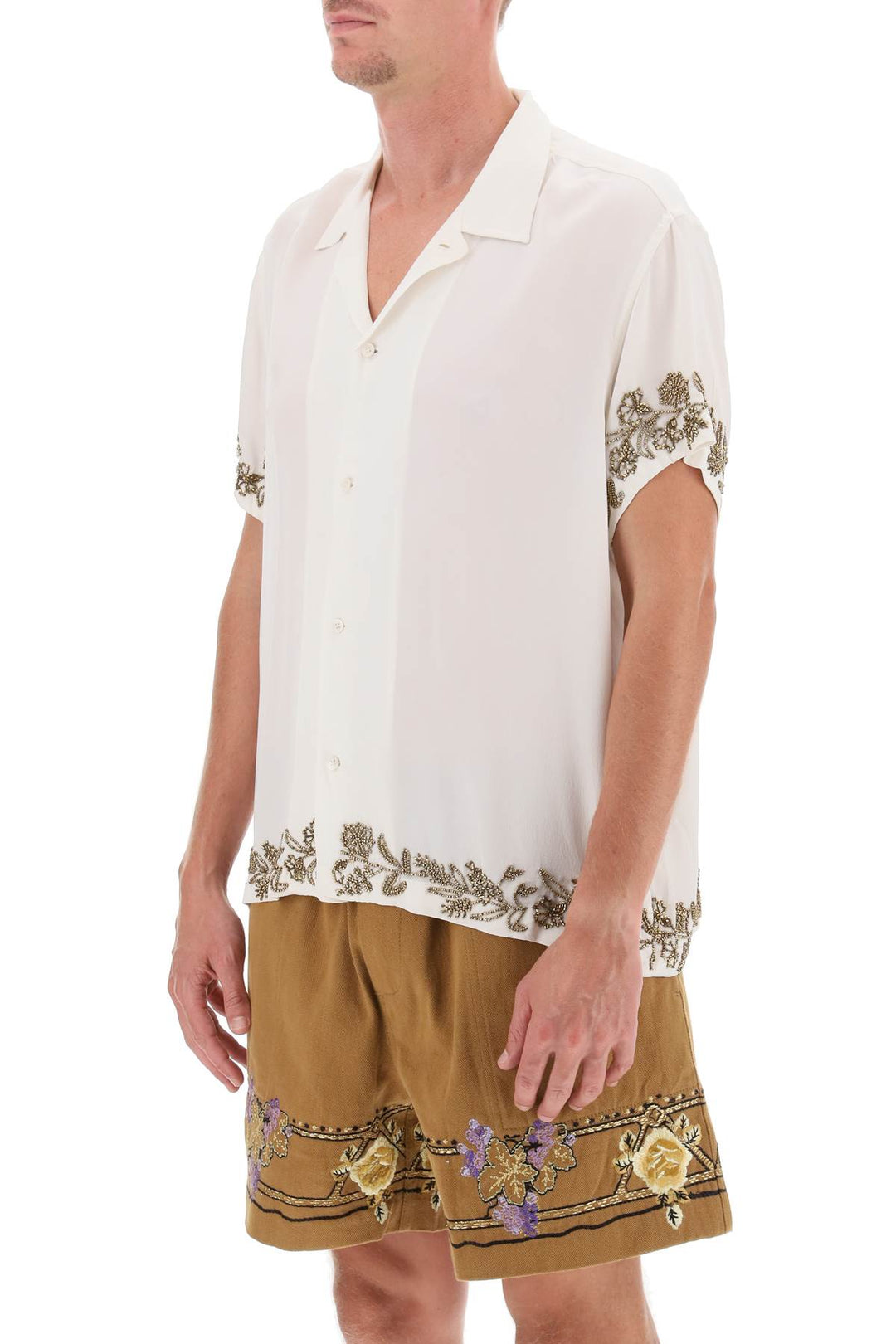 Silk Shirt With Floral Beadworks - Bode - Men