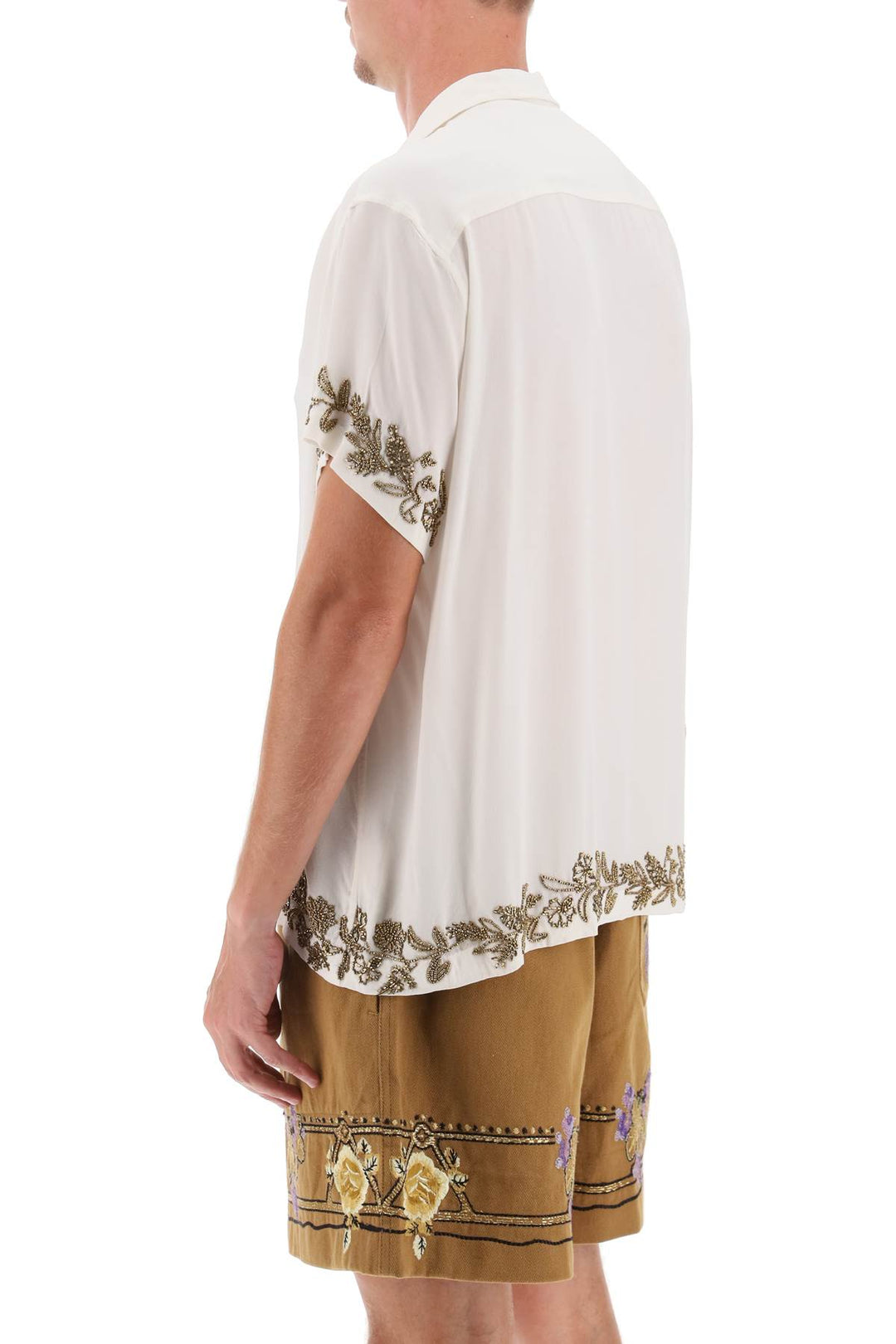 Silk Shirt With Floral Beadworks - Bode - Men