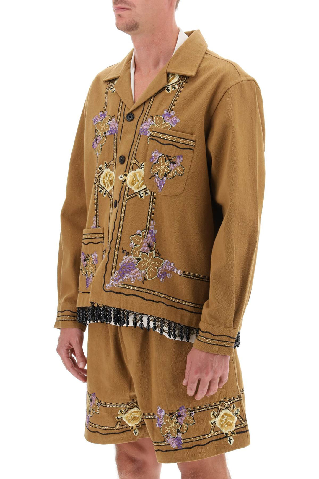 Autumn Royal Overshirt With Embroideries And Beadworks - Bode - Men