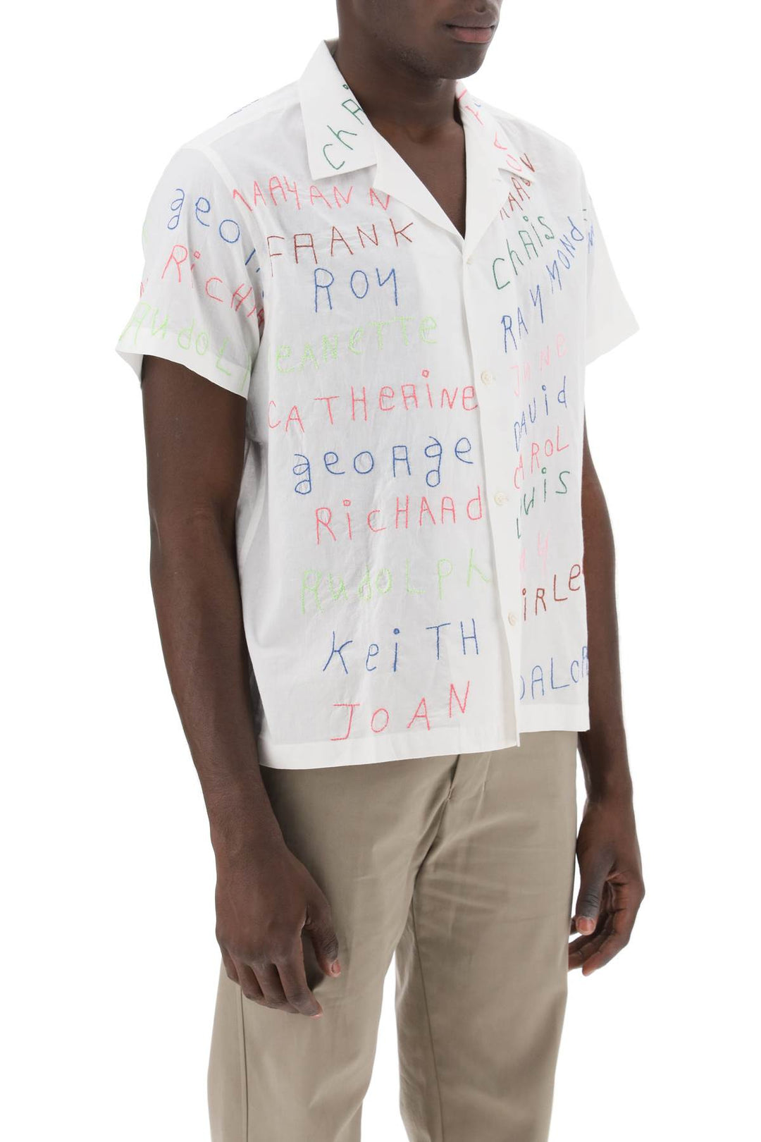 Familial Bowling Shirt With Lettering Embroideries - Bode - Men