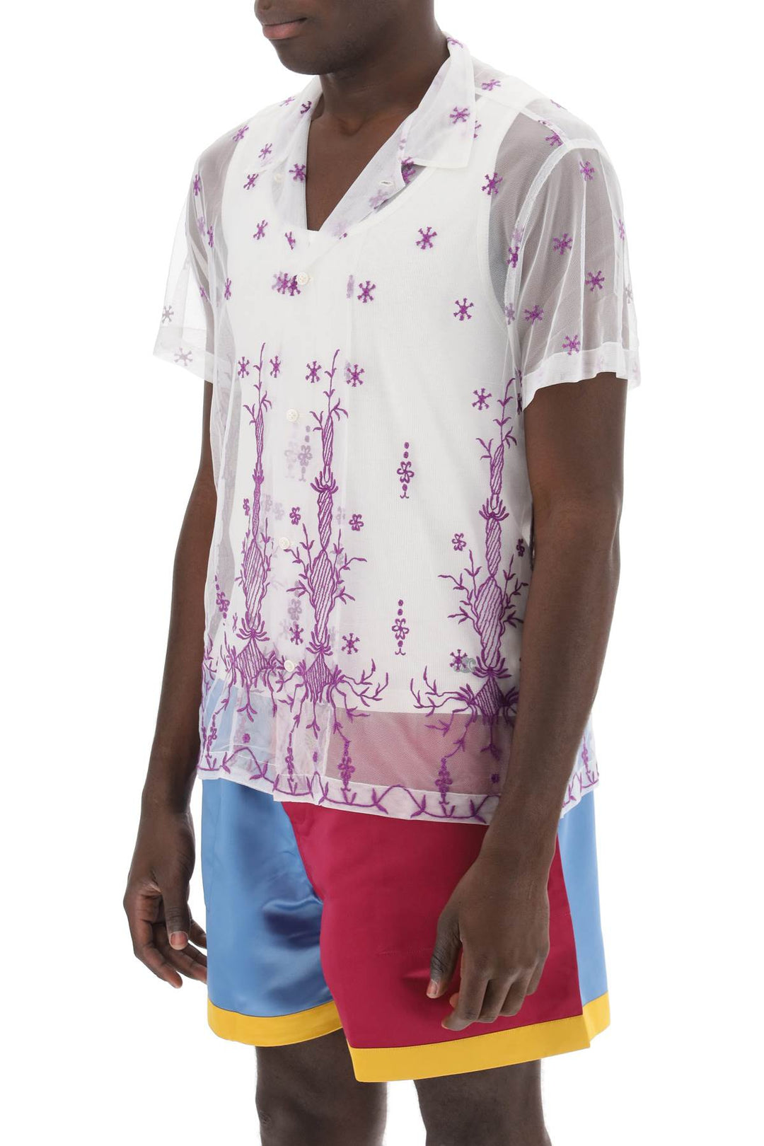 Lavandula Bowling Shirt In Embroidered Tulle - Bode - Men