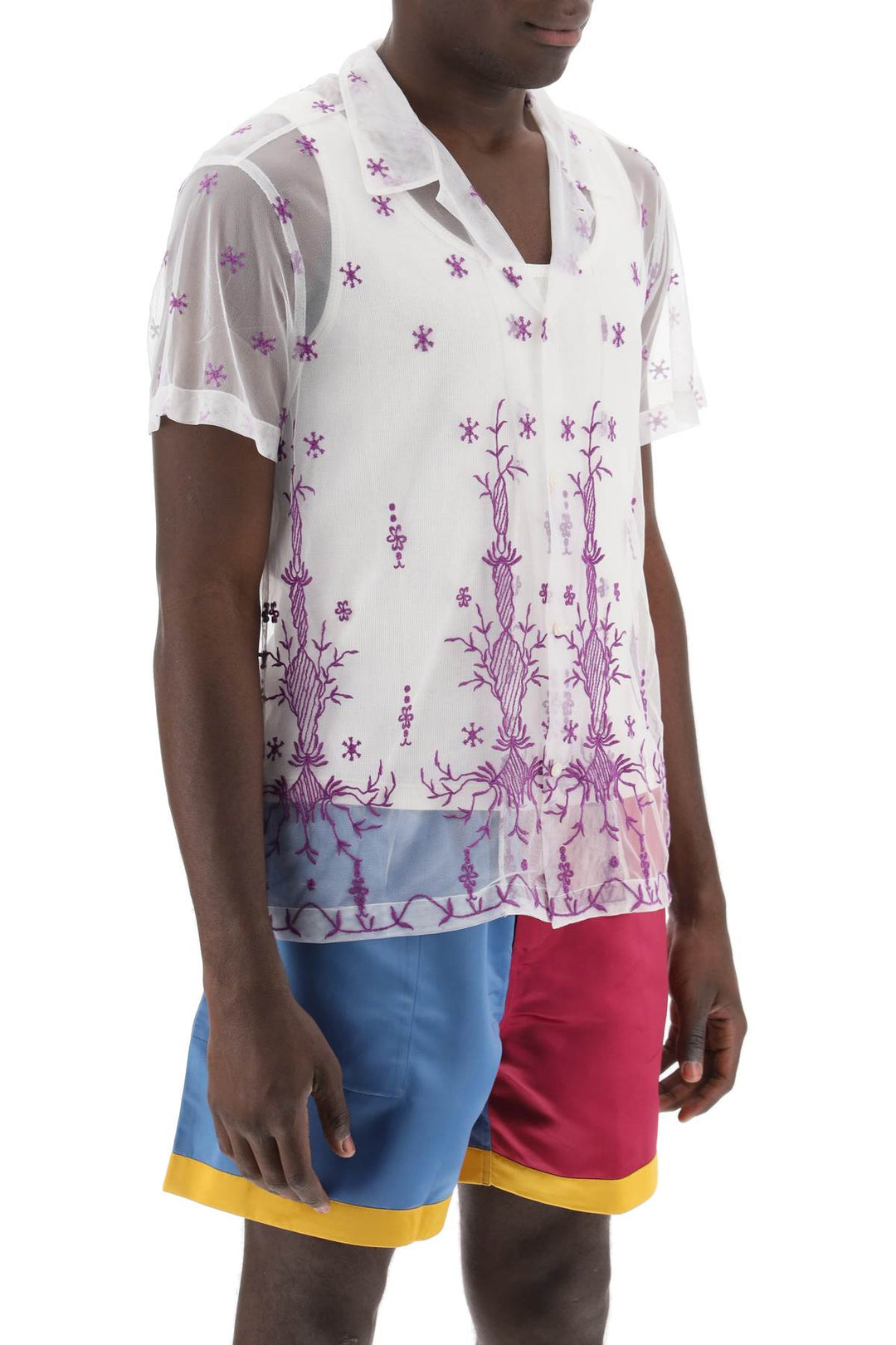 Lavandula Bowling Shirt In Embroidered Tulle - Bode - Men