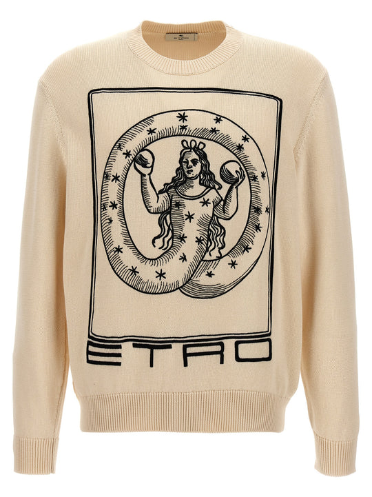 Logo Embroidery Sweater Sweaters And Cardigans Beige