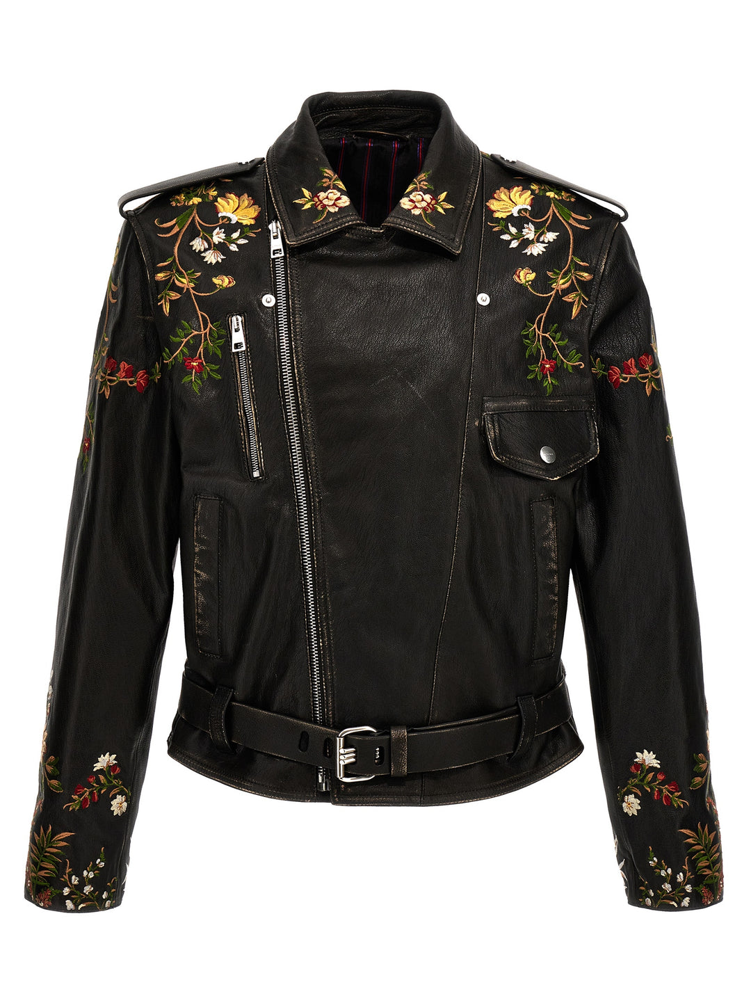 Nail Floral Embroidery Casual Jackets, Parka Black