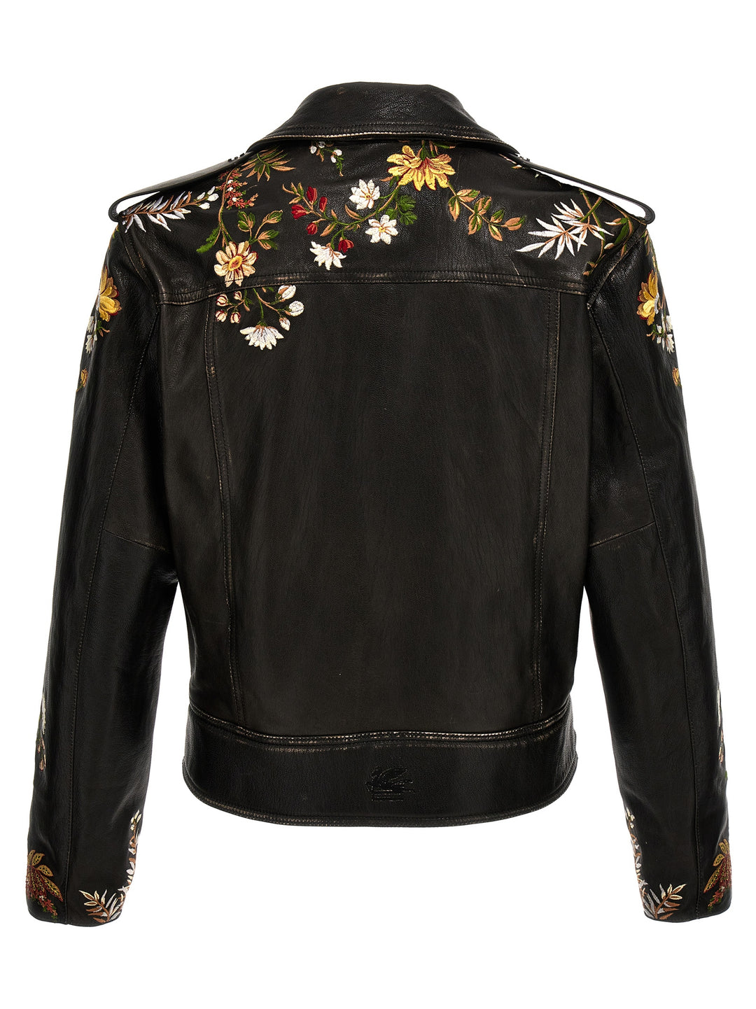 Nail Floral Embroidery Casual Jackets, Parka Black