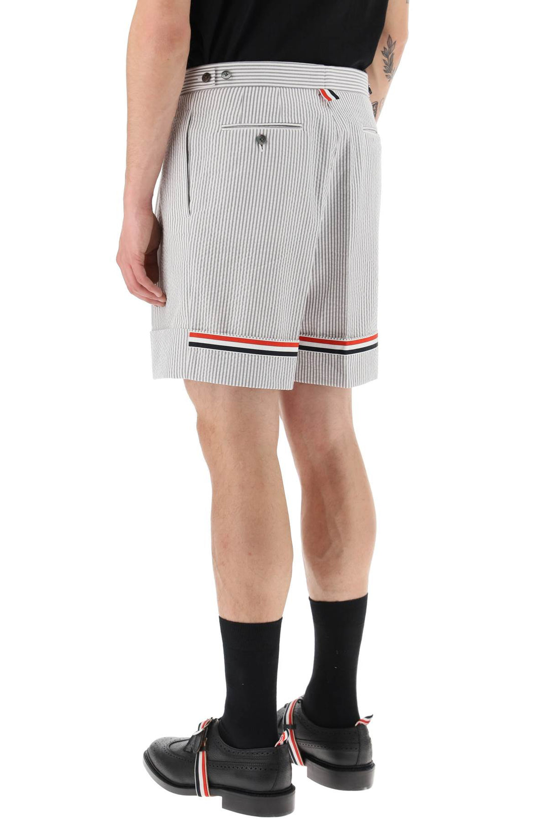 Striped Shorts With Tricolor Details - Thom Browne - Men