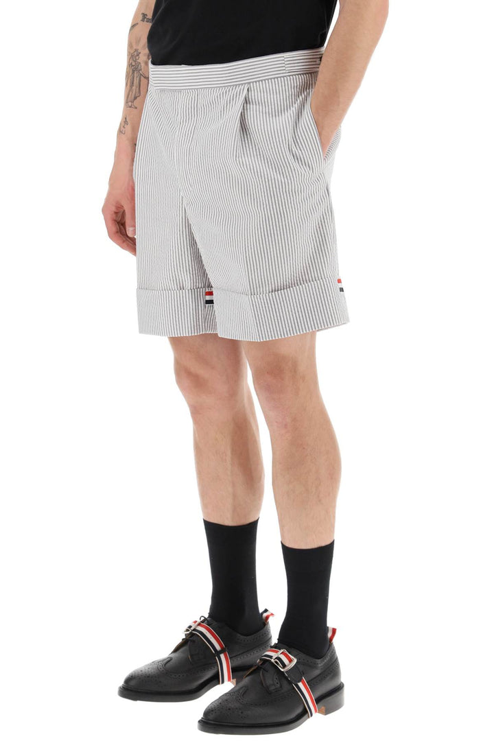 Striped Shorts With Tricolor Details - Thom Browne - Men