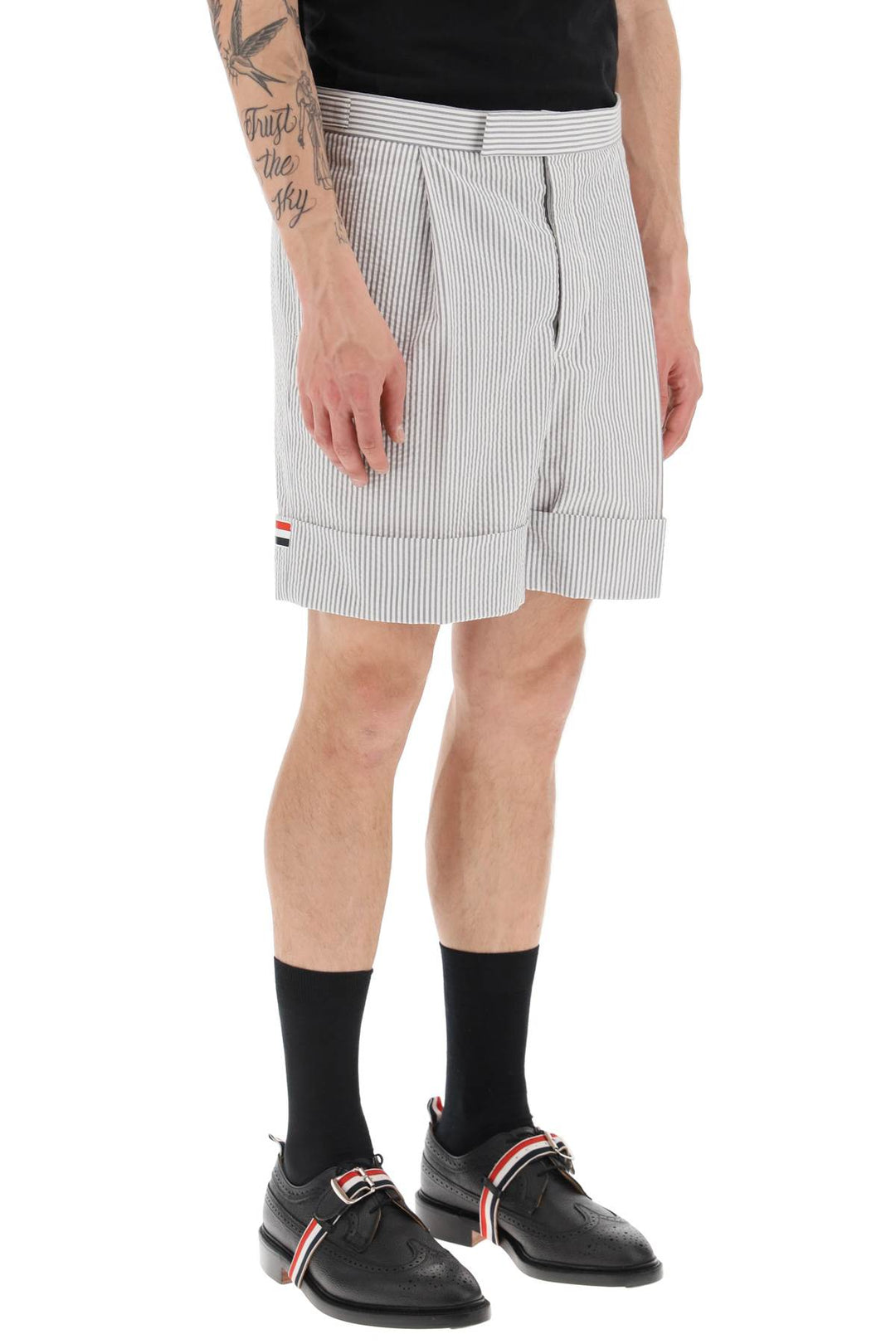 Striped Shorts With Tricolor Details - Thom Browne - Men