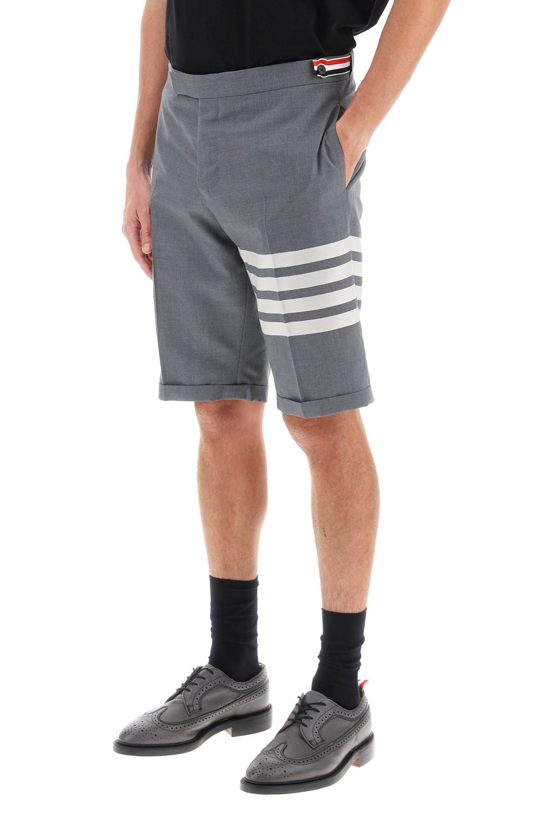 4 Bar Shorts In Light Wool - Thom Browne - Men