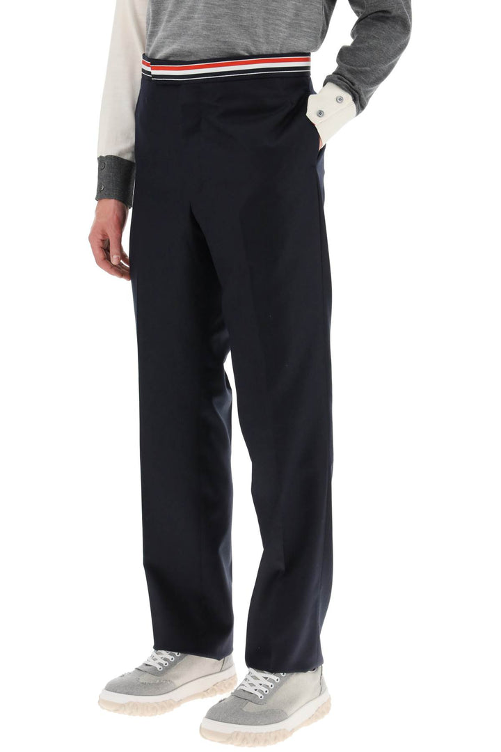 Tricolar Waistband Wool Twill Pants - Thom Browne - Men