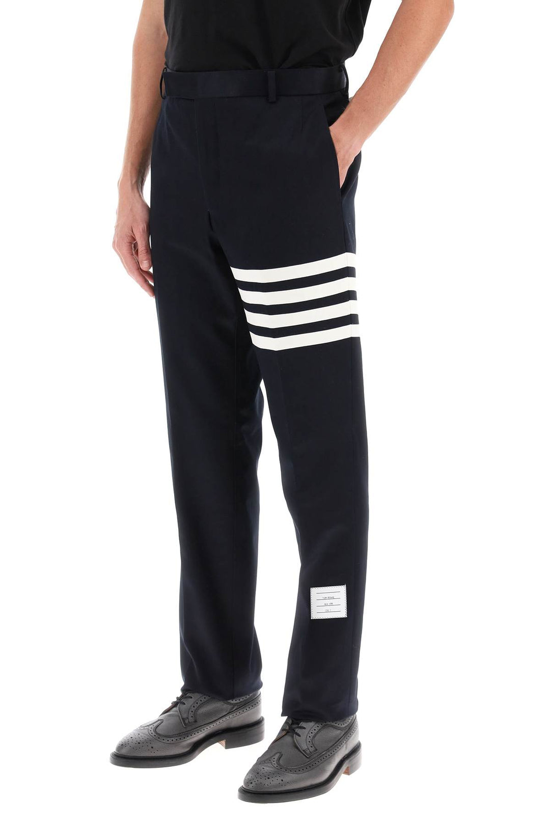 4 Bar Pants In Cotton Twill - Thom Browne - Men